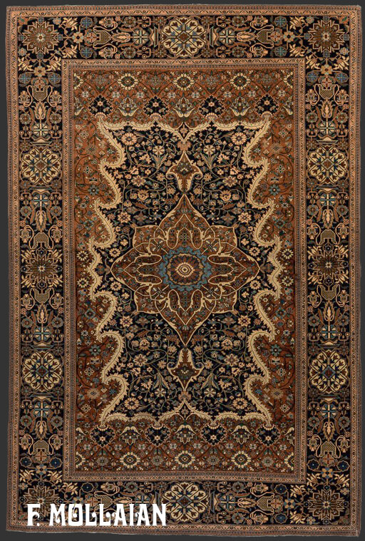 Antique Persian Kashan Mohtasham Rug (203x137 cm)